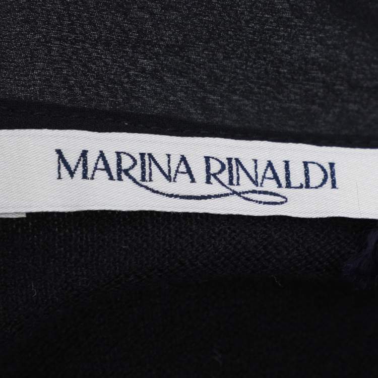 Pre Owned Marina Rinaldi Black Jersey/Chiffon Twinset Cardigan L