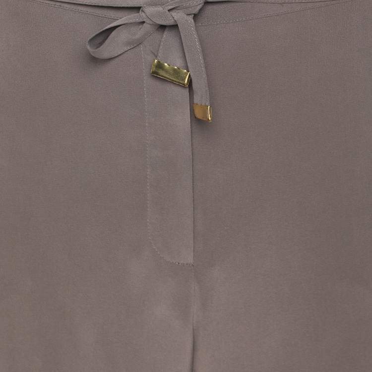 Pre Owned Marina Rinaldi Grey Silk Wide Leg Trouser L