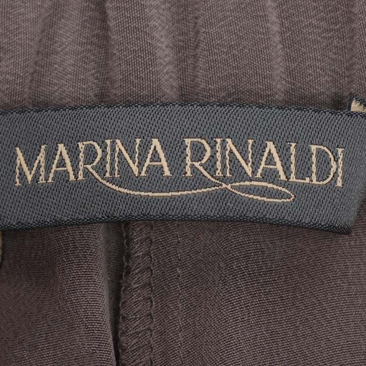 Pre Owned Marina Rinaldi Grey Silk Wide Leg Trouser L
