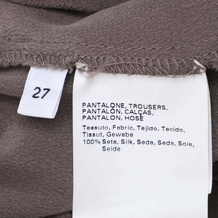 Pre Owned Marina Rinaldi Grey Silk Wide Leg Trouser L