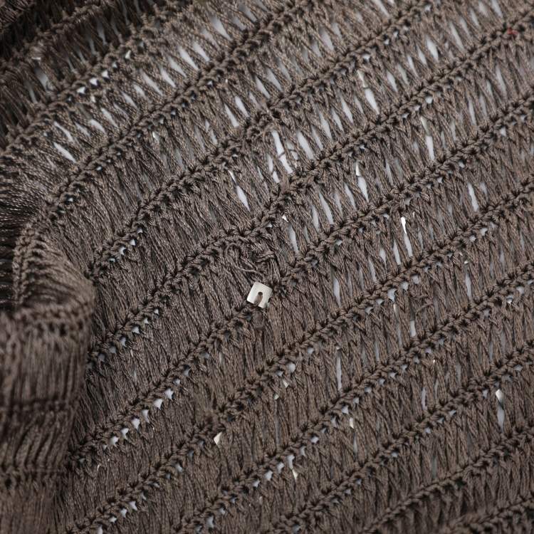 Pre Owned Marina Rinaldi Grey Knit Sequins Long Sleeve Cardigan L