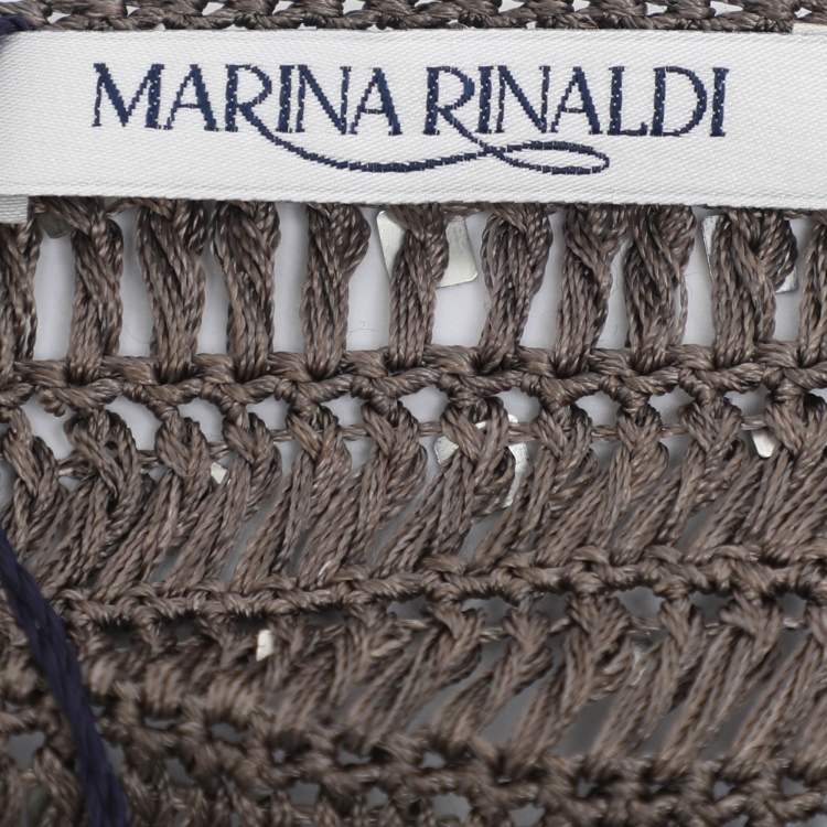 Pre Owned Marina Rinaldi Grey Knit Sequins Long Sleeve Cardigan L