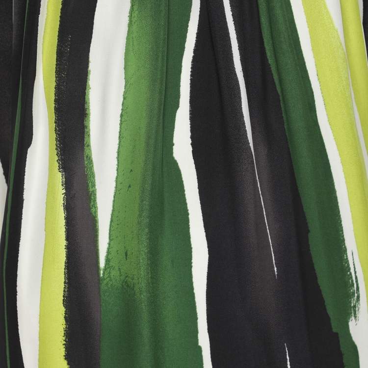 Pre Owned Marina Rinaldi Multicolor Striped Silk Sleeveless Dress L