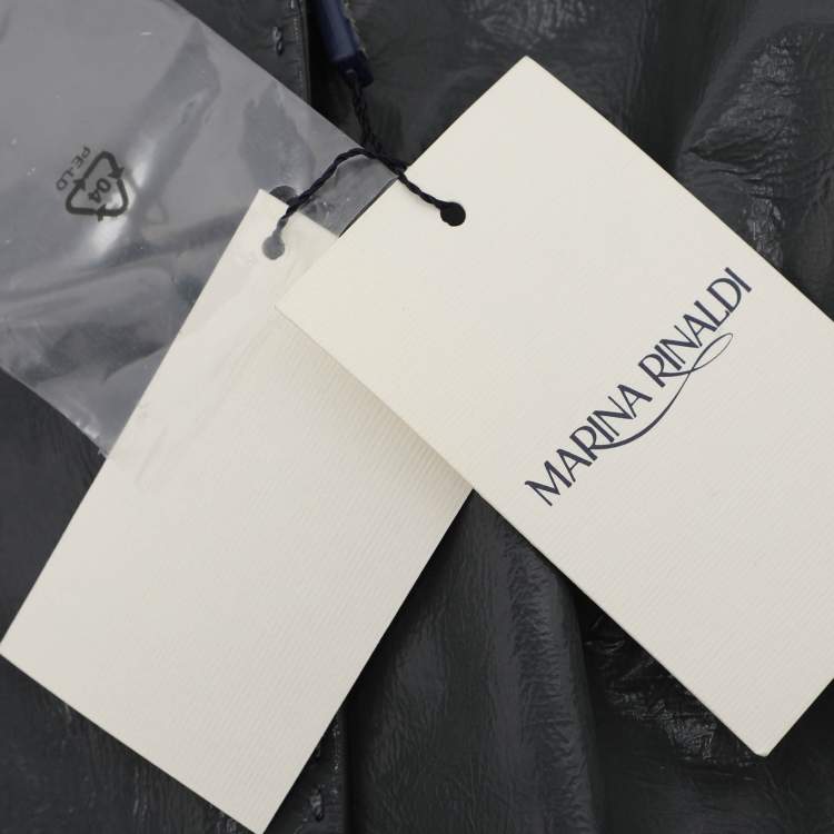 Pre Owned Marina Rinaldi Grey Synthetic Leather Long Jacket L