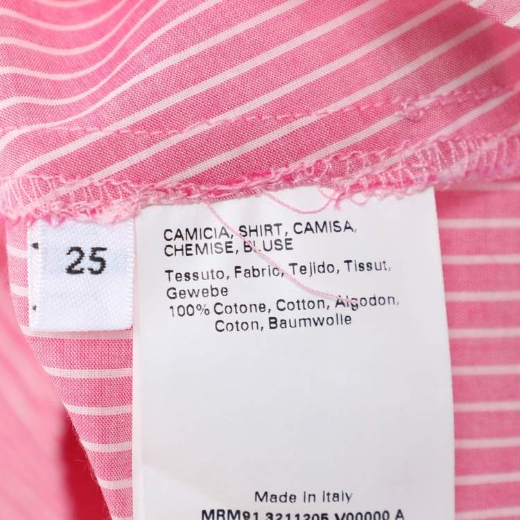 Pre Owned Marina Rinaldi Pink Striped Cotton Button Front Short Sleeve Shirt L