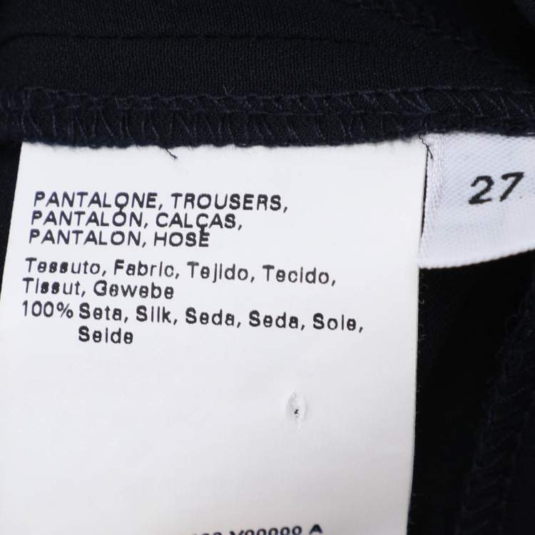 Pre Owned Marina Rinaldi Navy Blue Silk Trousers L