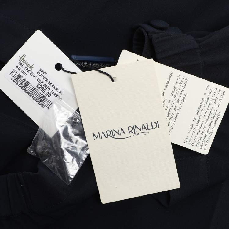 Pre Owned Marina Rinaldi Navy Blue Silk Trousers L