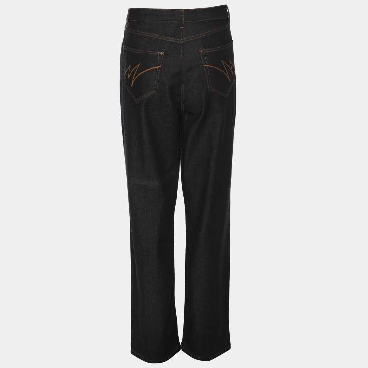 Pre Owned Marina Rinaldi Indigo Denim Wide Leg Jeans L