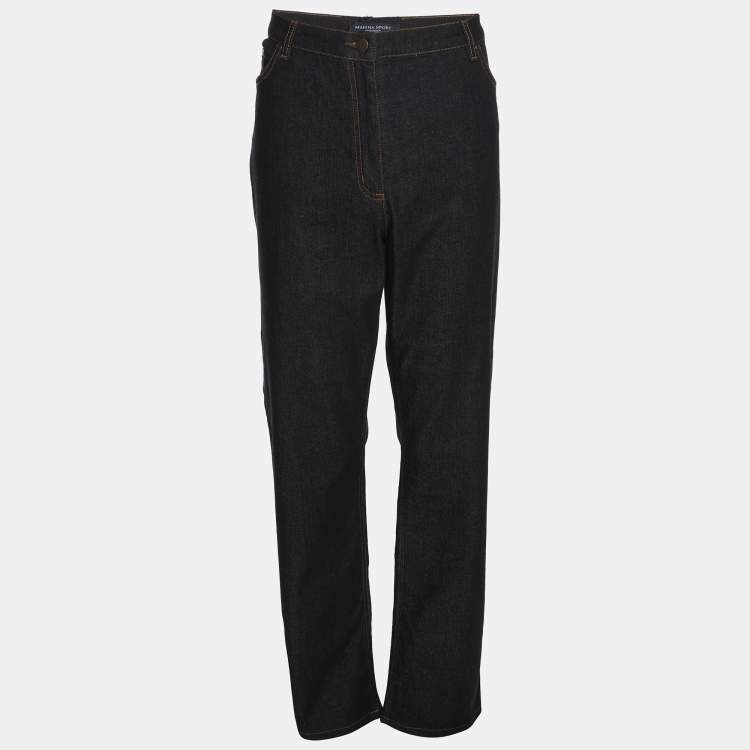 Pre Owned Marina Rinaldi Indigo Denim Wide Leg Jeans L