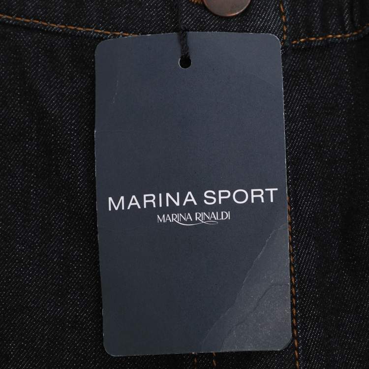 Pre Owned Marina Rinaldi Indigo Denim Wide Leg Jeans L