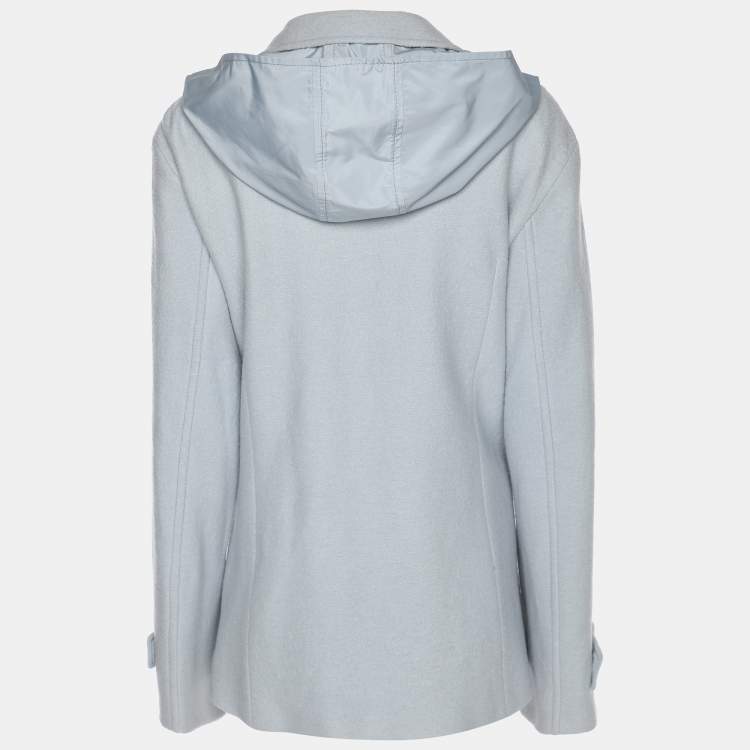 Pre Owned Voyage by Marina Rinaldi Blue Wool Nylon Hooded Jacket L