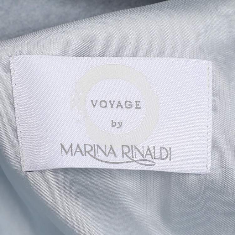 Pre Owned Voyage by Marina Rinaldi Blue Wool Nylon Hooded Jacket L