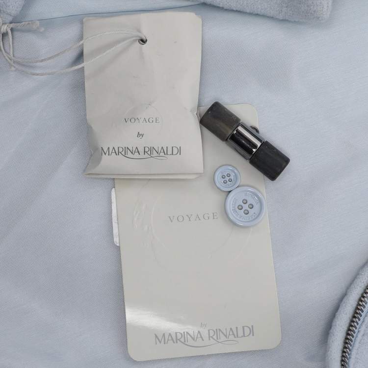 Pre Owned Voyage by Marina Rinaldi Blue Wool Nylon Hooded Jacket L