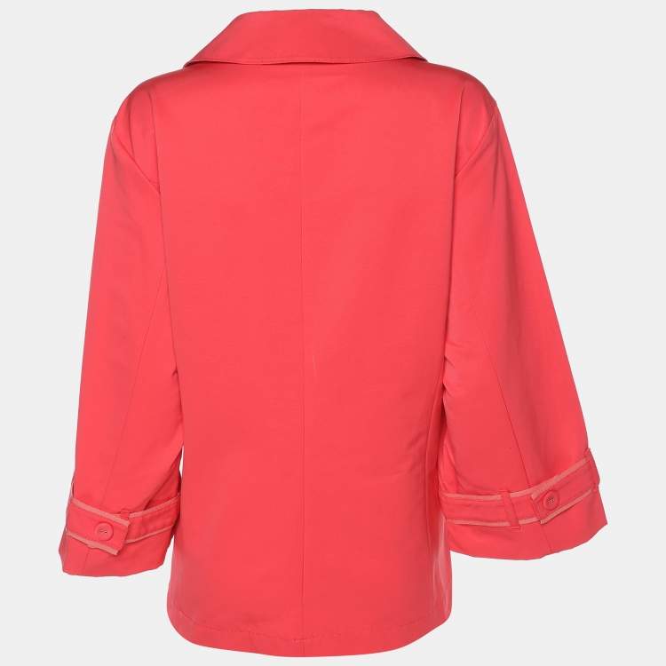 Pre Owned Voyage by Marina Rinaldi Coral Red Gabardine Rain Coat L