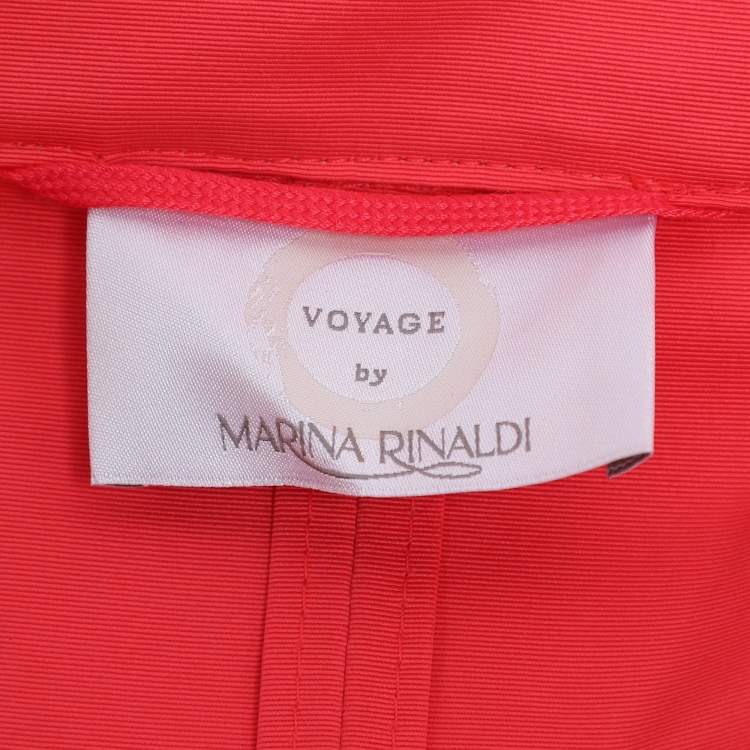 Pre Owned Voyage by Marina Rinaldi Coral Red Gabardine Rain Coat L