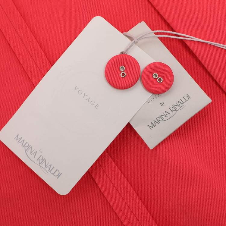 Pre Owned Voyage by Marina Rinaldi Coral Red Gabardine Rain Coat L