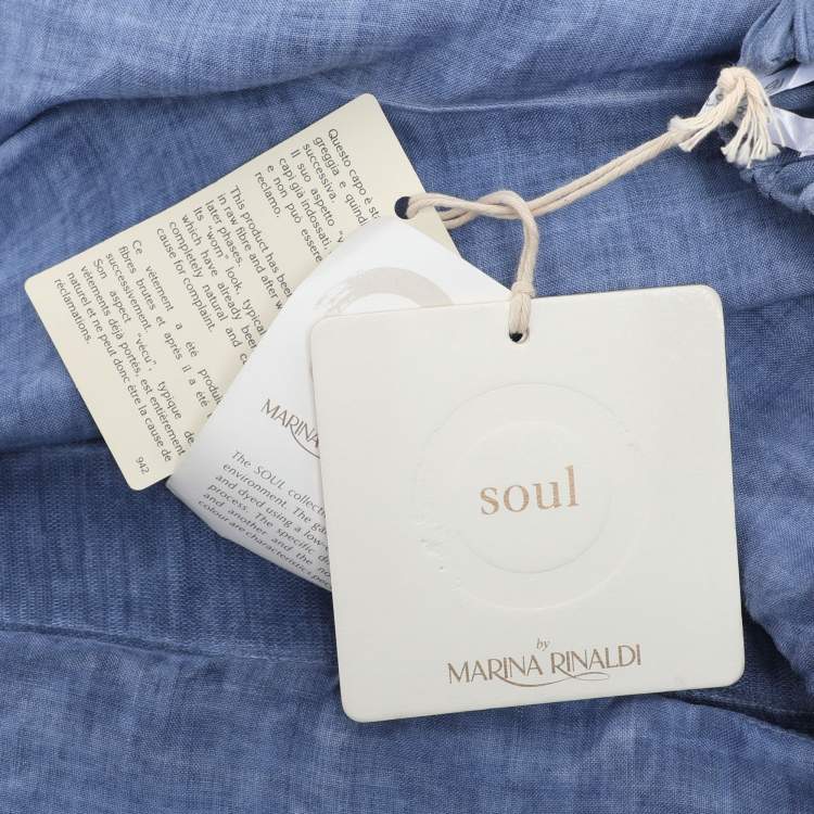 Pre Owned Voyage by Marina Rinaldi Blue Linen Trousers L