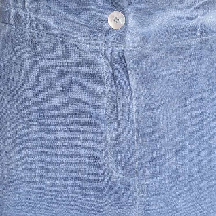 Pre Owned Voyage by Marina Rinaldi Blue Linen Trousers L