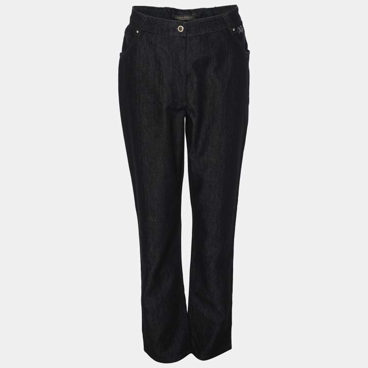 Pre Owned Marina Rinaldi Blue Denim Crystal Embellished Jeans XL