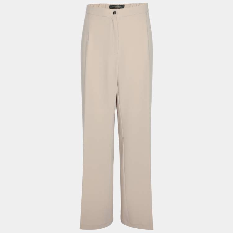 Pre Owned Marina Rinaldi Beige Jersey Trousers L