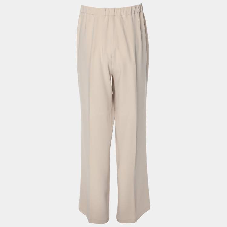 Pre Owned Marina Rinaldi Beige Jersey Trousers L