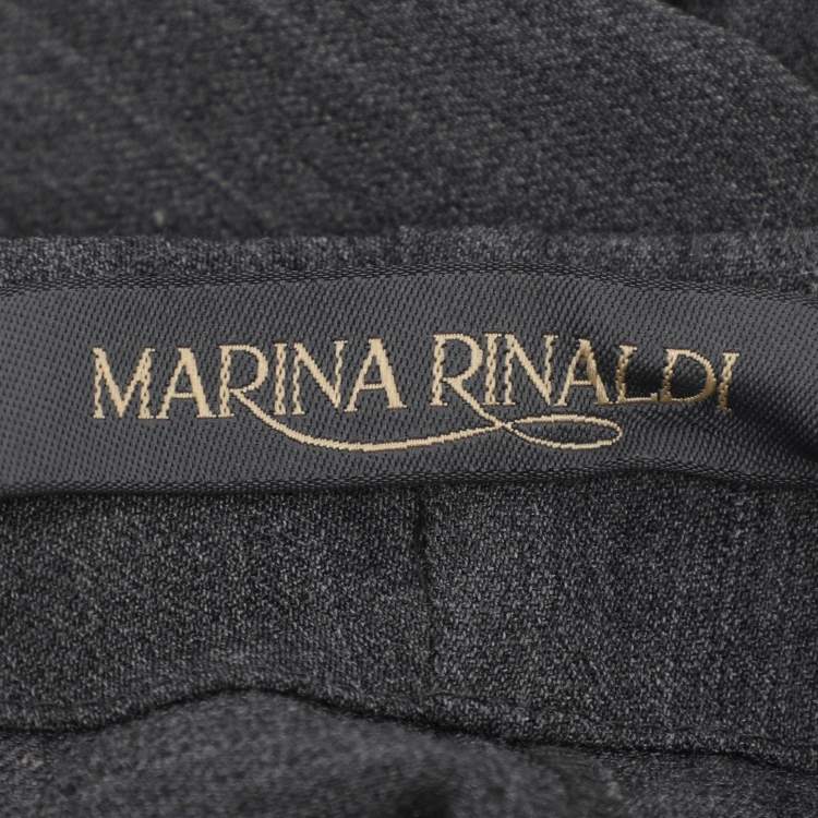 Pre Owned Marina Rinaldi Dark Grey Wool Blend Trousers L
