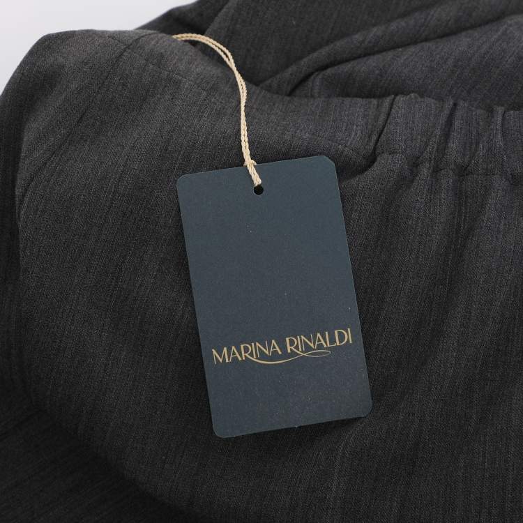 Pre Owned Marina Rinaldi Dark Grey Wool Blend Trousers L