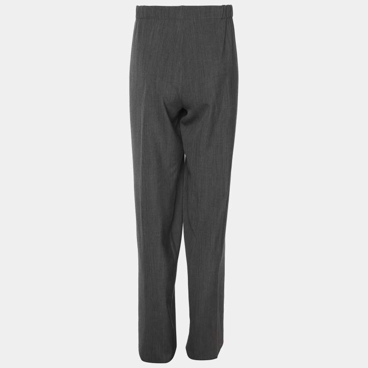 Pre Owned Marina Rinaldi Dark Grey Wool Blend Trousers L