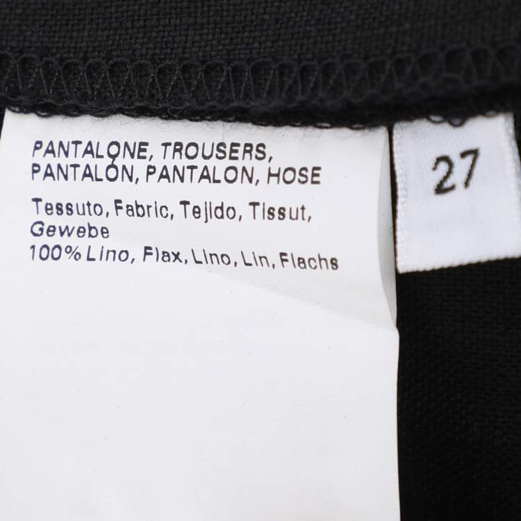 Pre Owned Marina Rinaldi Black Linen Drawstring Trousers L