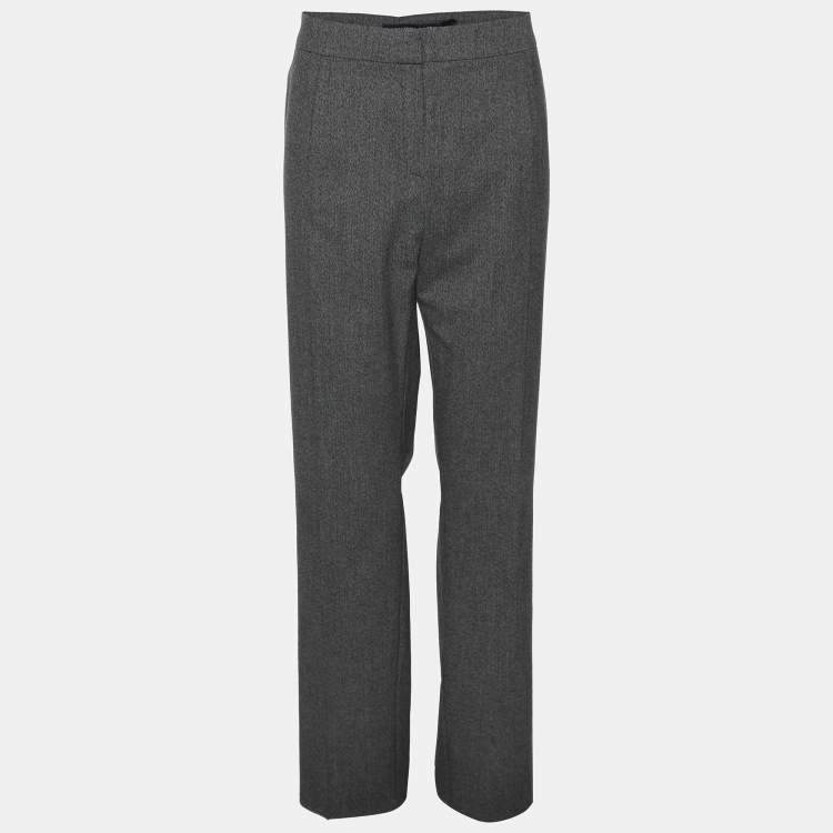Pre Owned Marina Sport by Marina Rinaldi Grey Wool Blend Trousers L