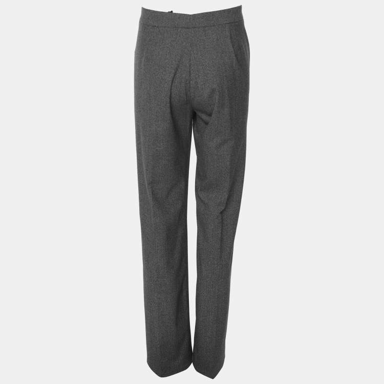 Pre Owned Marina Sport by Marina Rinaldi Grey Wool Blend Trousers L