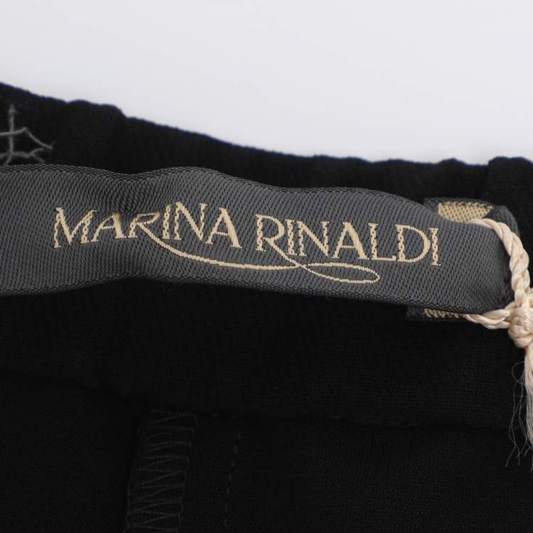 Pre Owned Marina Rinaldi Black Crepe Trousers L
