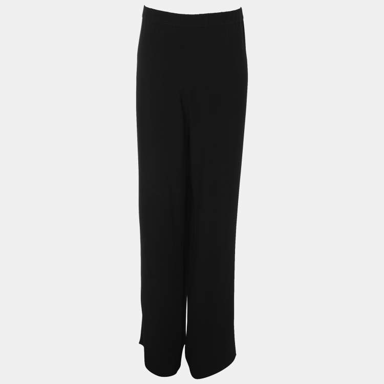 Pre Owned Marina Rinaldi Black Crepe Trousers L