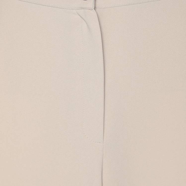 Pre Owned Marina Rinaldi Beige Crepe Trousers L