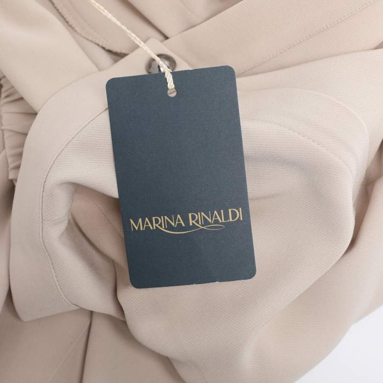 Pre Owned Marina Rinaldi Beige Crepe Trousers L