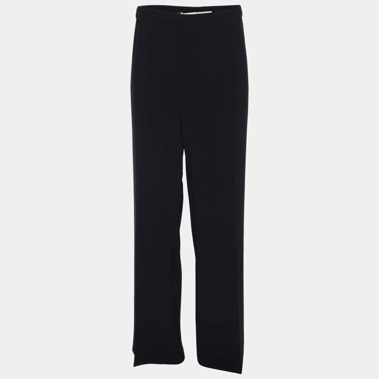 Pre Owned Marina Rinaldi Navy Blue Crepe Trousers L