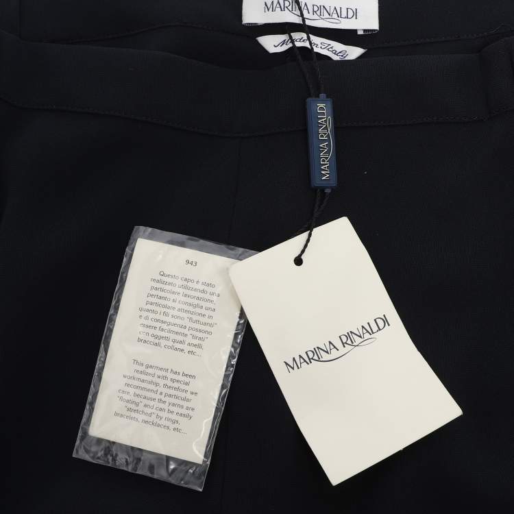 Pre Owned Marina Rinaldi Navy Blue Crepe Trousers L