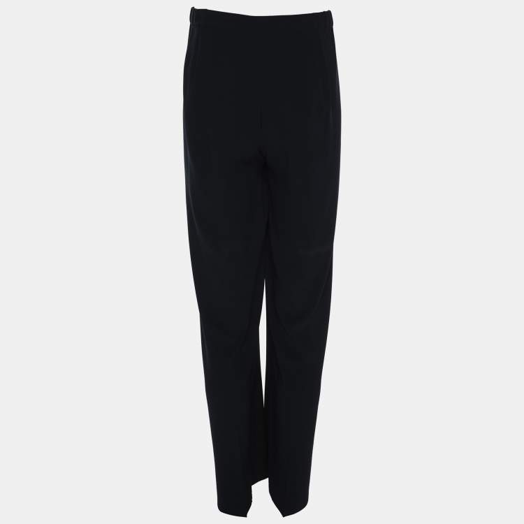 Pre Owned Marina Rinaldi Navy Blue Crepe Trousers L