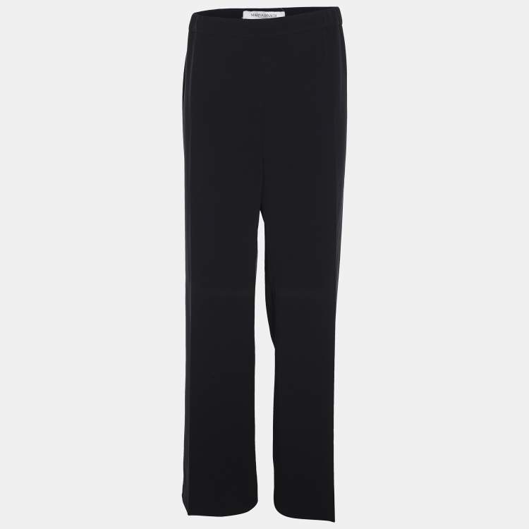 Pre Owned Marina Rinaldi Navy Blue Crepe Trousers L