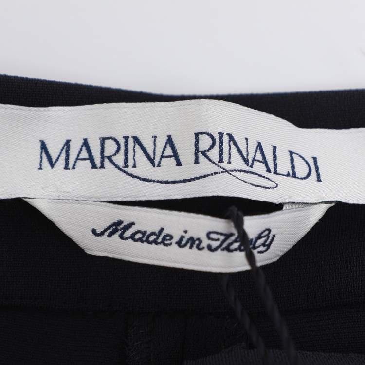 Pre Owned Marina Rinaldi Navy Blue Crepe Trousers L