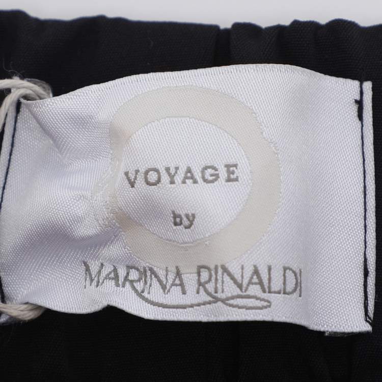 Pre Owned Voyage by Marina Rinaldi Navy Blue Nylon Trousers L