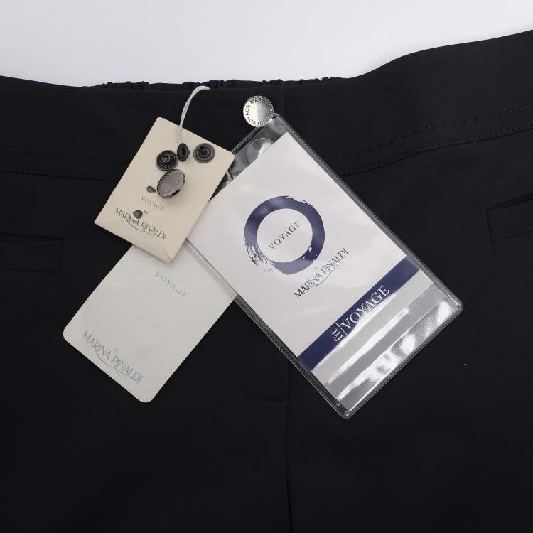 Pre Owned Voyage by Marina Rinaldi Navy Blue Nylon Trousers L