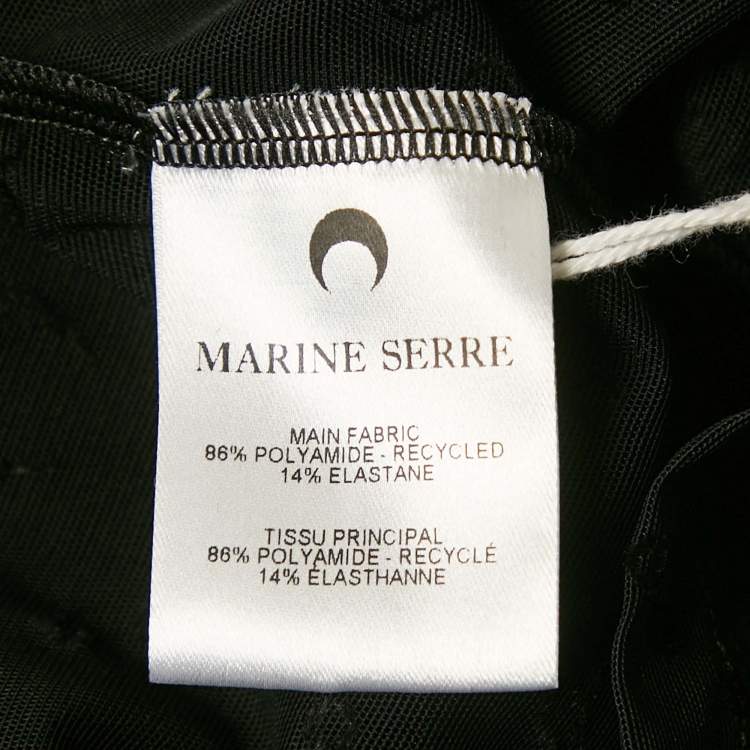 Pre Owned Marine Serre Black Flock Print Mesh Long Sleeve Top M