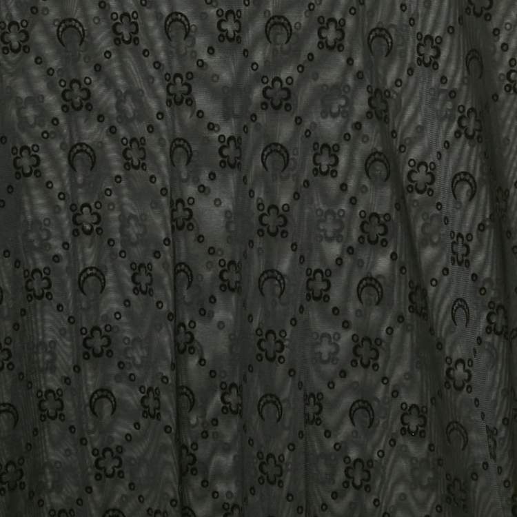Pre Owned Marine Serre Black Flock Print Mesh Long Sleeve Top M