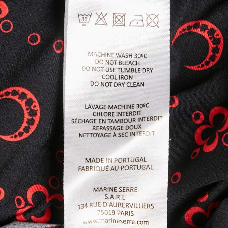 Pre Owned Marine Serre Black Printed Jersey Long Sleeve Jumpsuit M