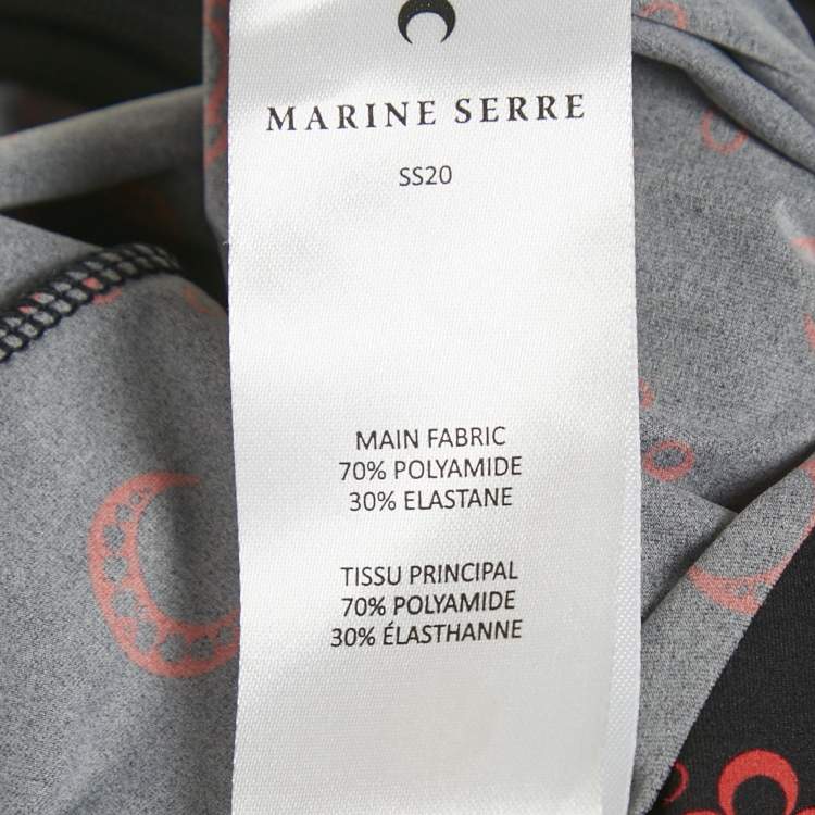 Pre Owned Marine Serre Black Printed Jersey Long Sleeve Jumpsuit L