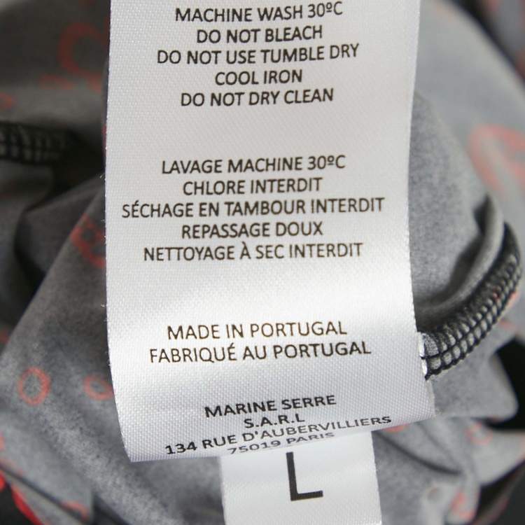 Pre Owned Marine Serre Black Printed Jersey Long Sleeve Jumpsuit L