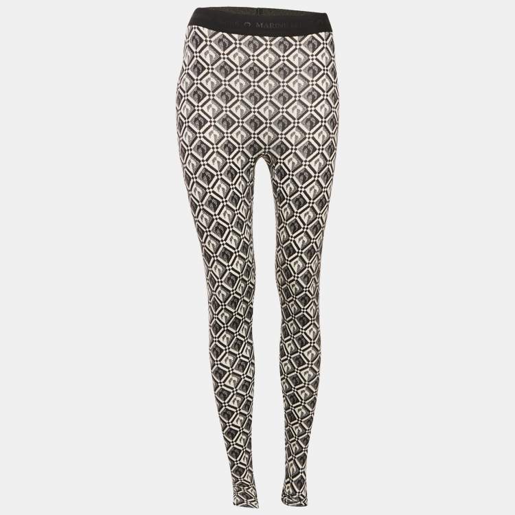 Pre Owned Marine Serre Monochrome Moon Diamond Jersey Fuseax Leggings S