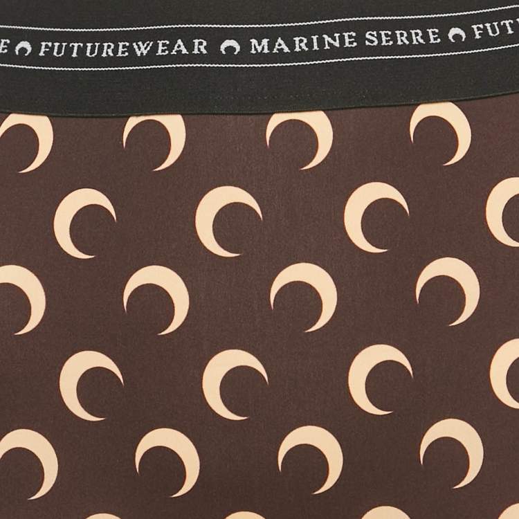 Pre Owned Marine Serre Brown Moon Print Jersey Stirrup Leggings S