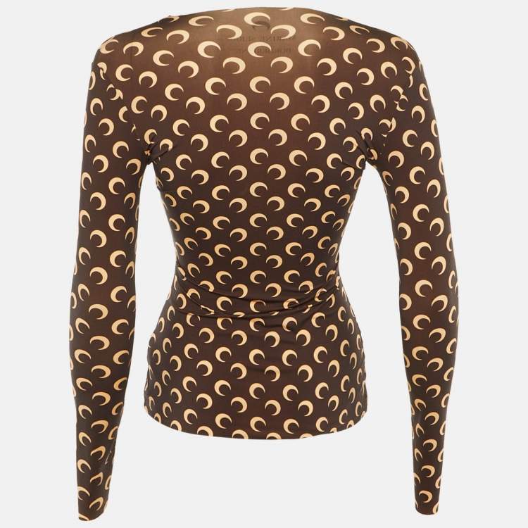 مملوكة مسبقًا توب مارين سير بني بقمر مزين ضيق مقاس صغير (سمول)